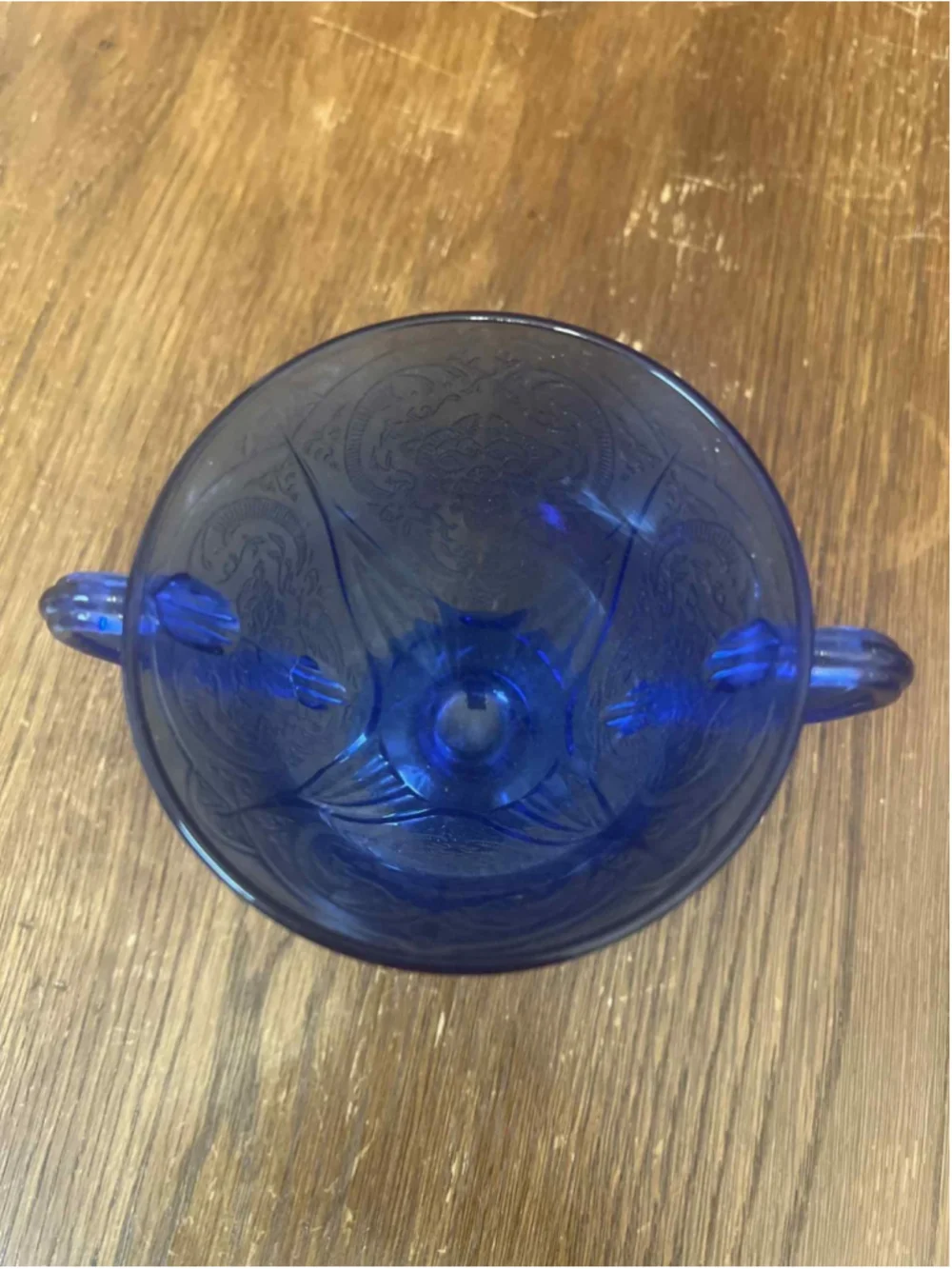 Hazel Atlas Royal Lace Sugar Bowl Cobalt Blue Depression Glass 1930s Vintage HTF